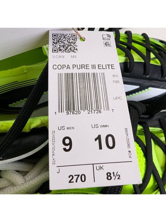 Adidas Soccer Cleats Mens Size 9 Copa Pure 3 Elite FG Core Black White JH6304 main image 10